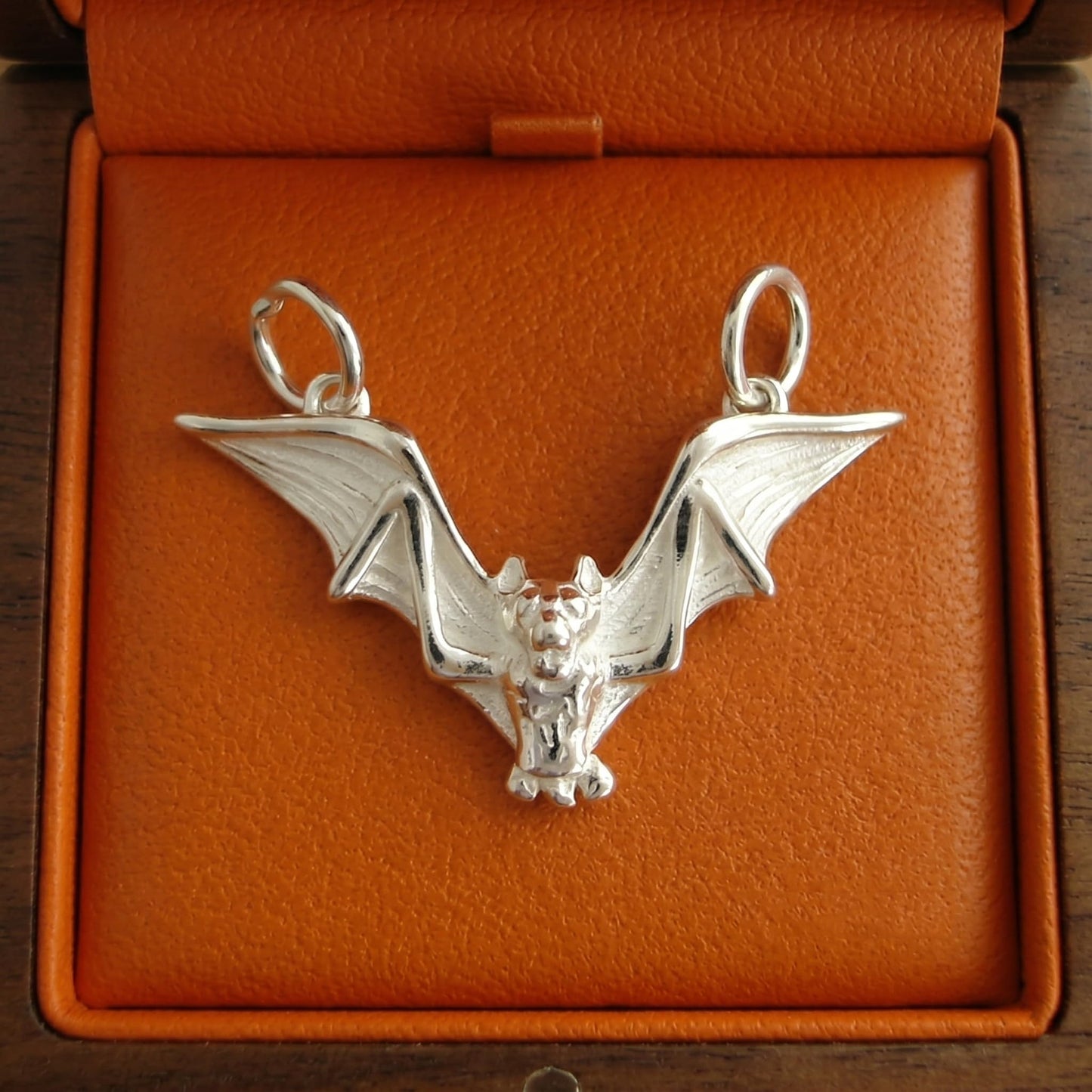 Sterling Silver Flying Bat Gothic Feather Wing Halloween Connector Charm Pendant