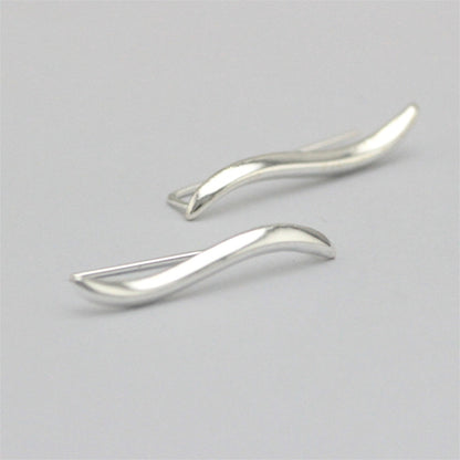 Sterling Silver Wavy Vine Line Cuff Climber Crawler Earrings - sugarkittenlondon