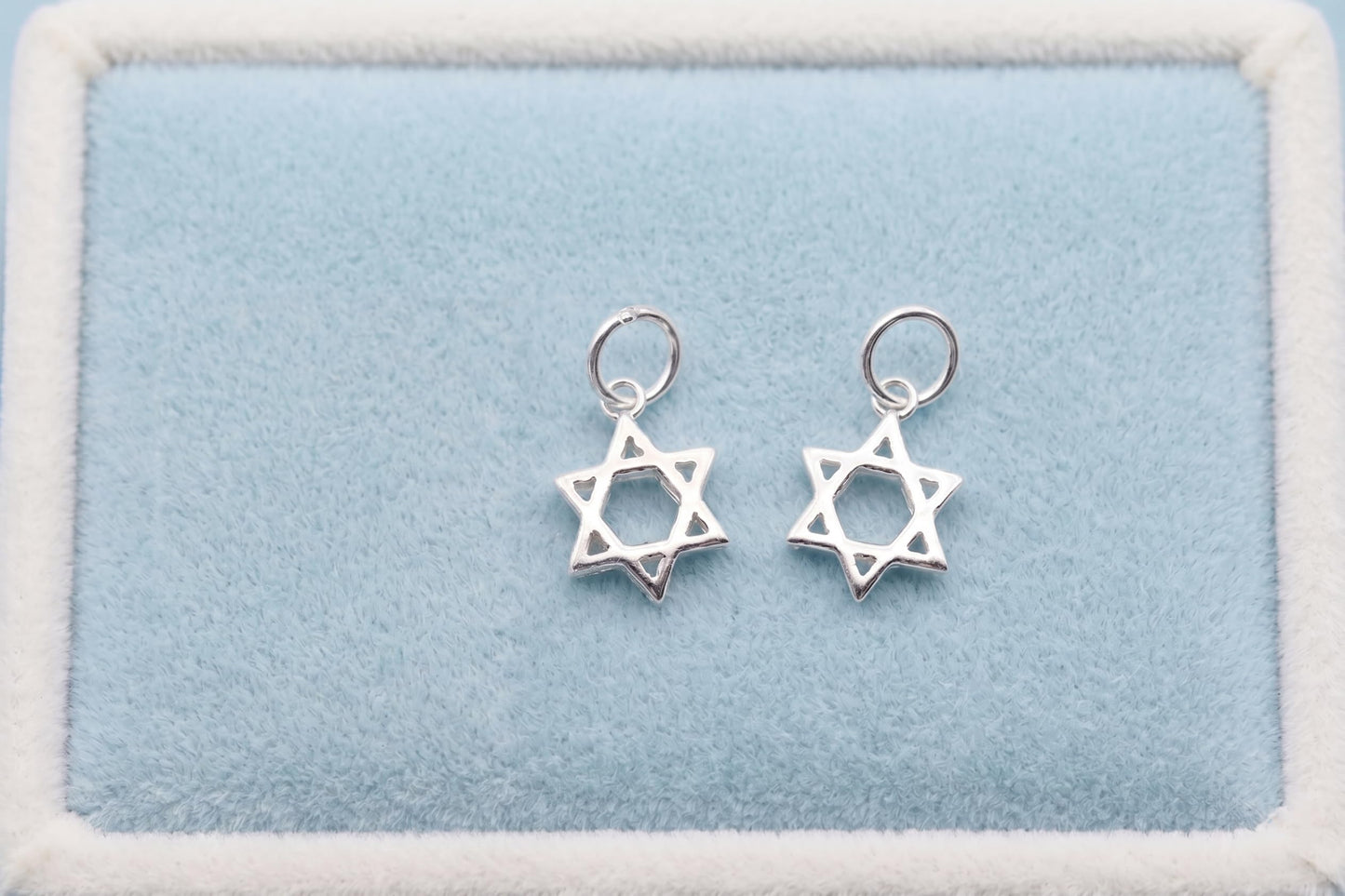 Sterling Silver 8mm Hollow Six Pointed Star Hex Star of David Charm Pendant