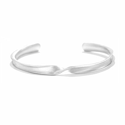 Matte Twist Rope Cuff bracelet, silver-tone, twisted rope design at front