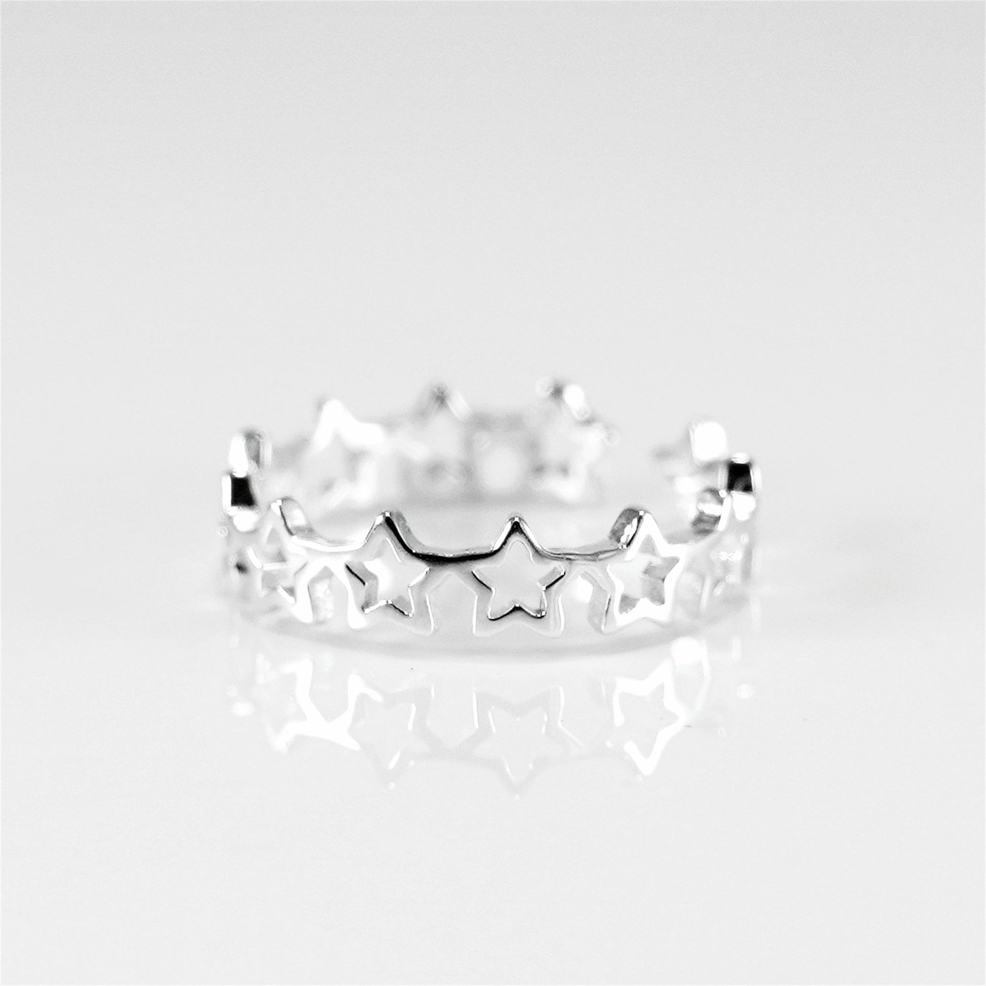 Sterling Silver Link Hollow Stars Knuckle Stackable Open Band Ring - sugarkittenlondon