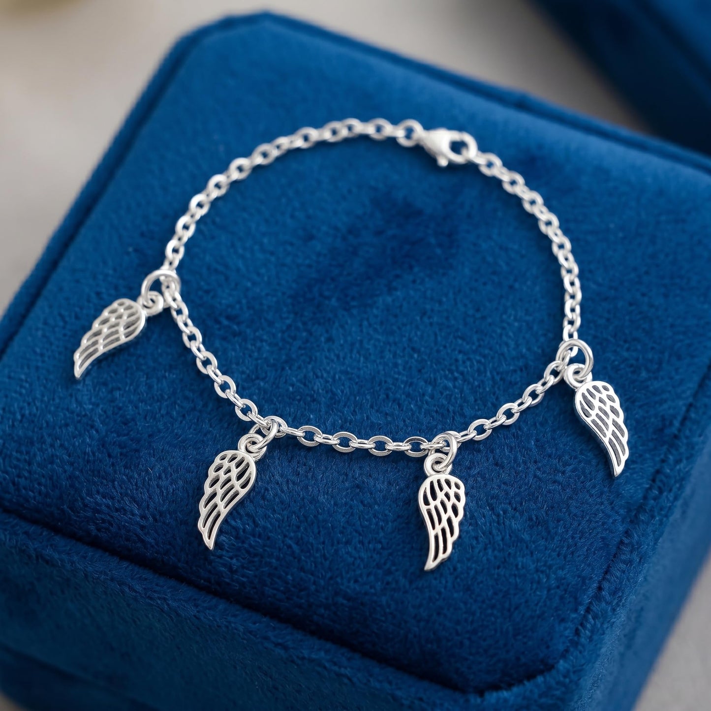 Sterling Silver Small Feather Angel Wing Charm Pendant For Necklace Bracelet Earrings (PS057x2_oxidized)