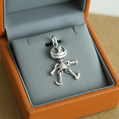 Sterling Silver Oxidised Movable Ghost Face Halloween Pendant