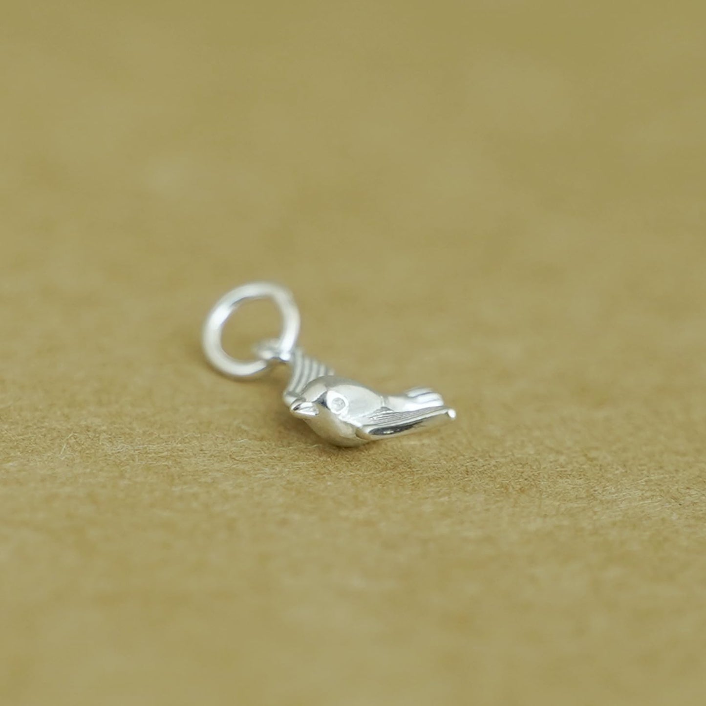 Sterling Silver Solid 3D Flying Bird Pendant Charm