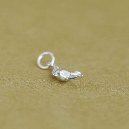 Sterling Silver Solid 3D Flying Bird Pendant Charm