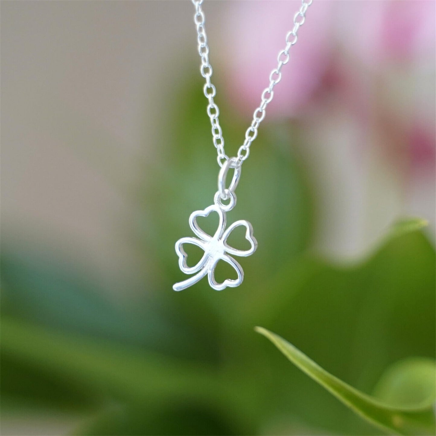 Sterling Silver Lucky Four Leaf Clover Pendant Charm For Necklace Bracelet