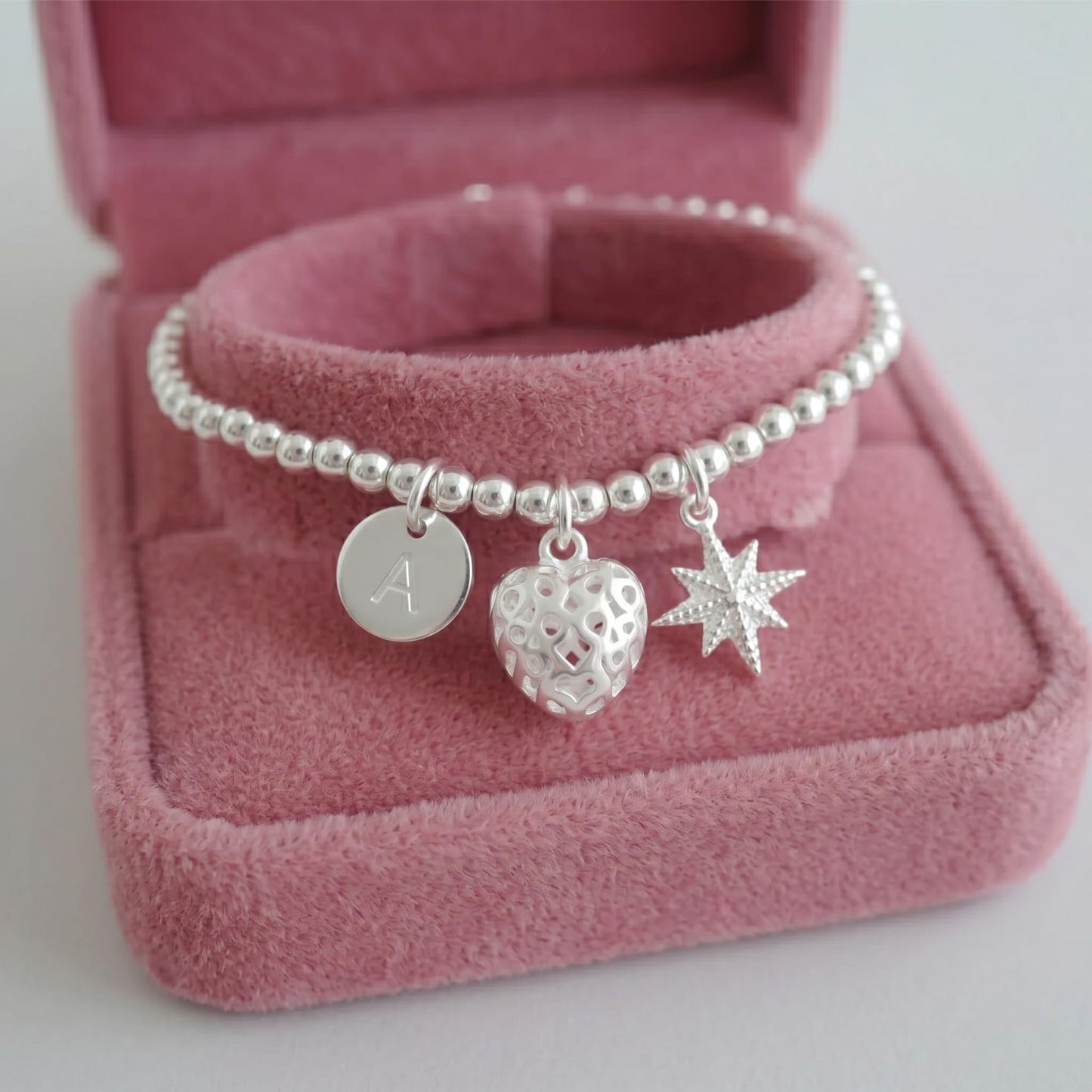 Sterling Silver Heart Charm Pendant with Polished Cut-Out Design