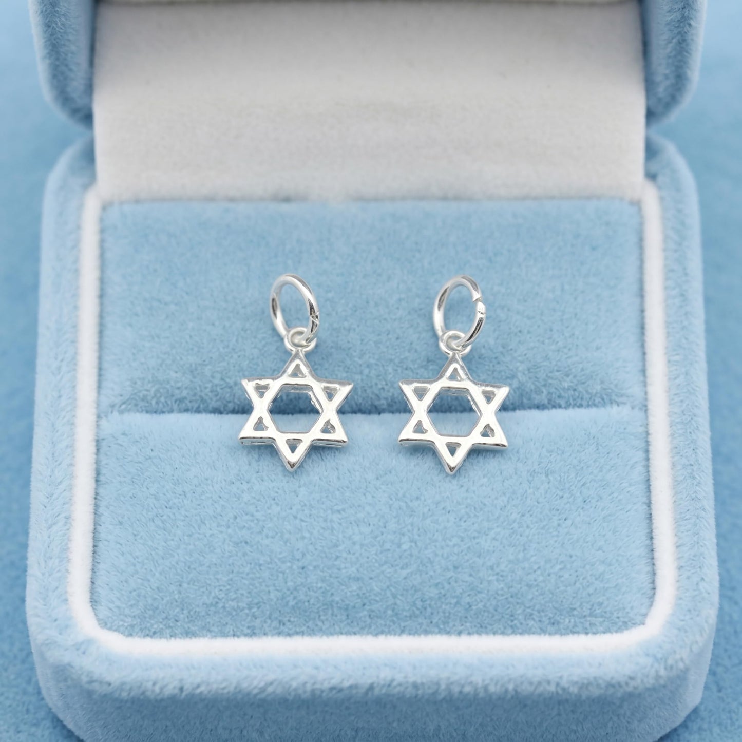 Sterling Silver 8mm Hollow Six Pointed Star Hex Star of David Charm Pendant