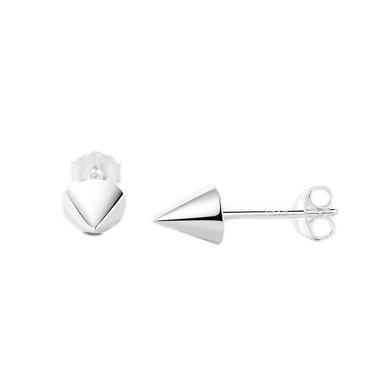Sterling Silver Solid Punk Unisex Circular Cone Spike Stud Earrings - sugarkittenlondon