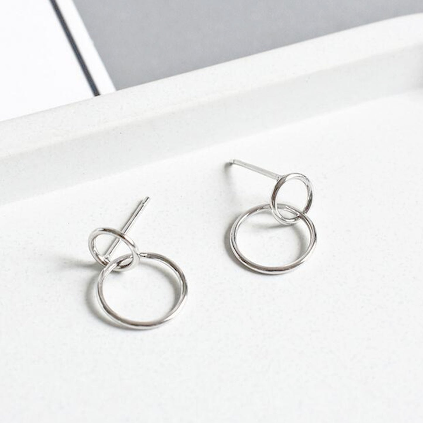 Sterling Silver Circle Drop Earrings with Infinity Link and Karma Symbol - sugarkittenlondon