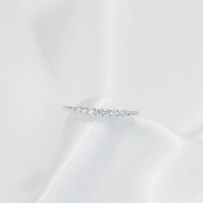 Sterling Silver Bubble Bead Half Eternity 7 CZ Crystal Stacking Ring 1.5mm - sugarkittenlondon