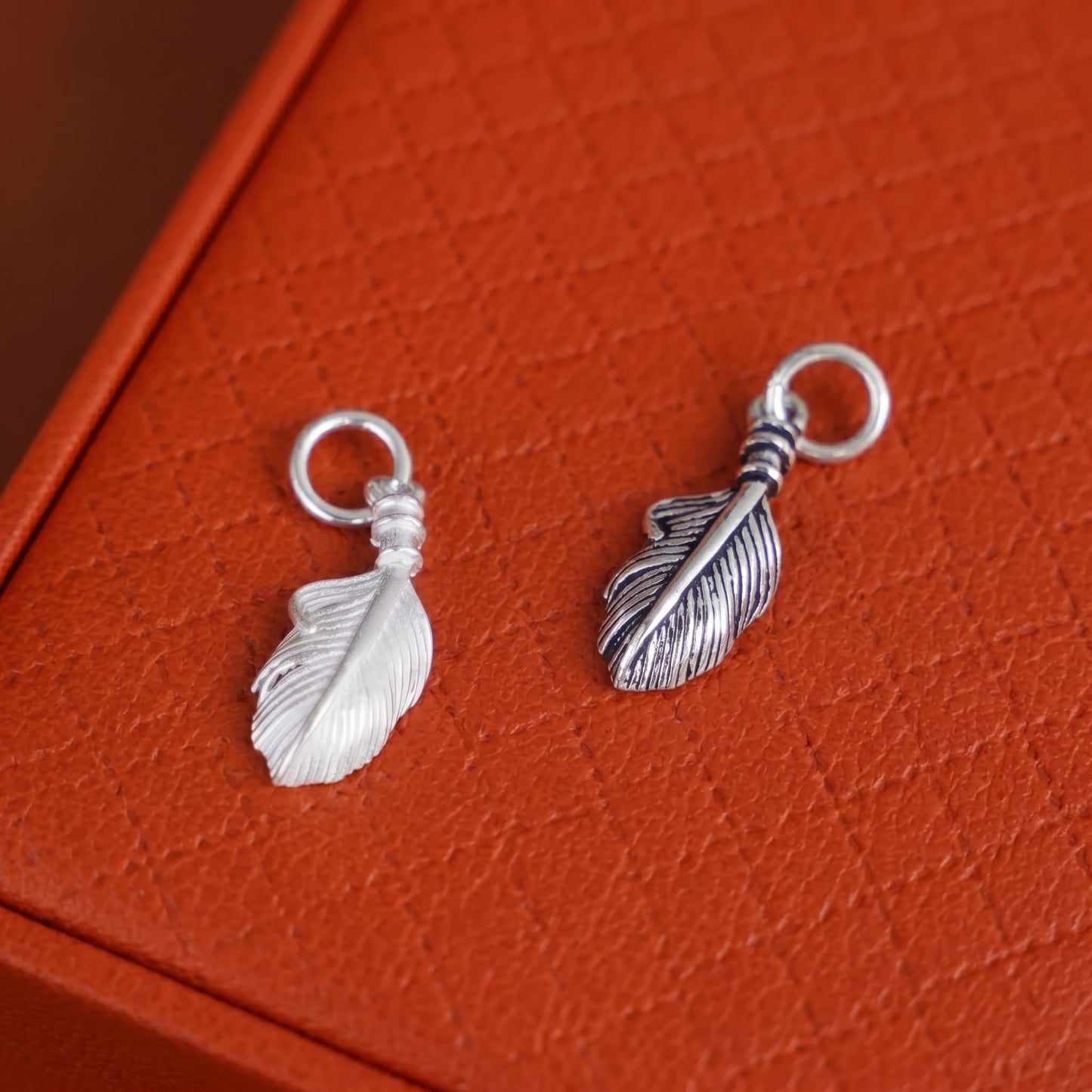 Sterling Silver Small Feather Angel Wing Charm Pendant For Necklace Bracelet Earrings (PS032_small_oxidized)
