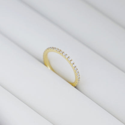 2mm Paved CZ Crystal Full Eternity Ring in 18K Gold over Sterling Silver - sugarkittenlondon