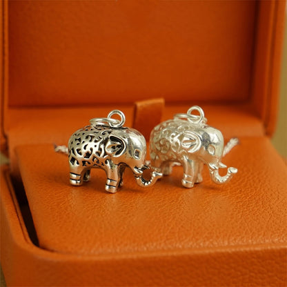 Sterling Silver Filigree 3D Elephant w Raised Trunk Pendant Charm