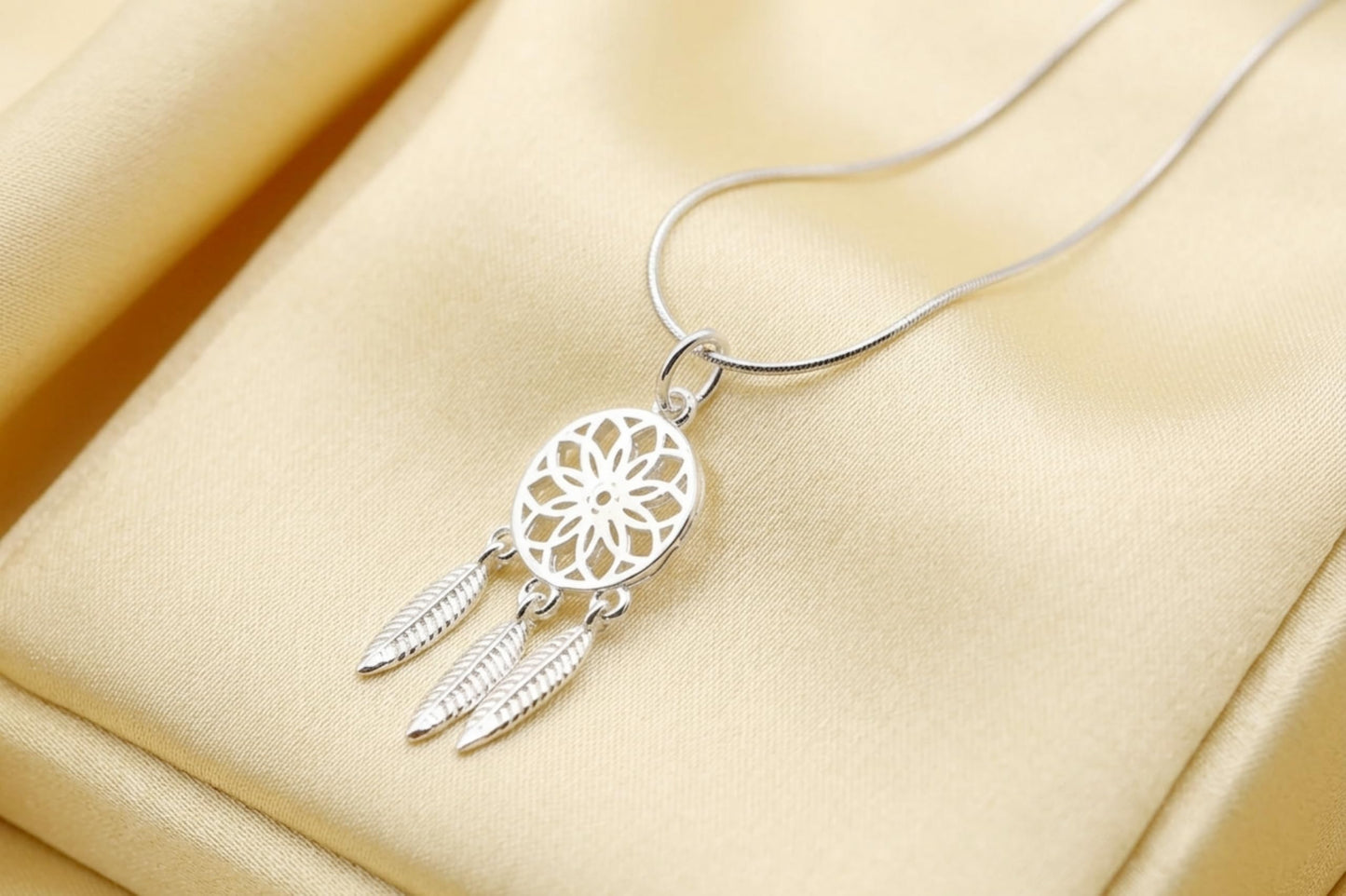 Sterling Silver Dream Catcher Circle Disc Angel Wing Feather Drop Charm Pendant