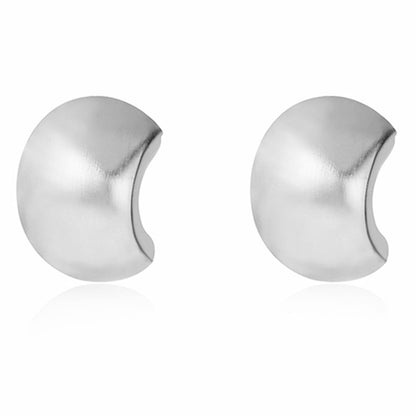 Brushed half-hoop drop earrings, smooth silver curved design