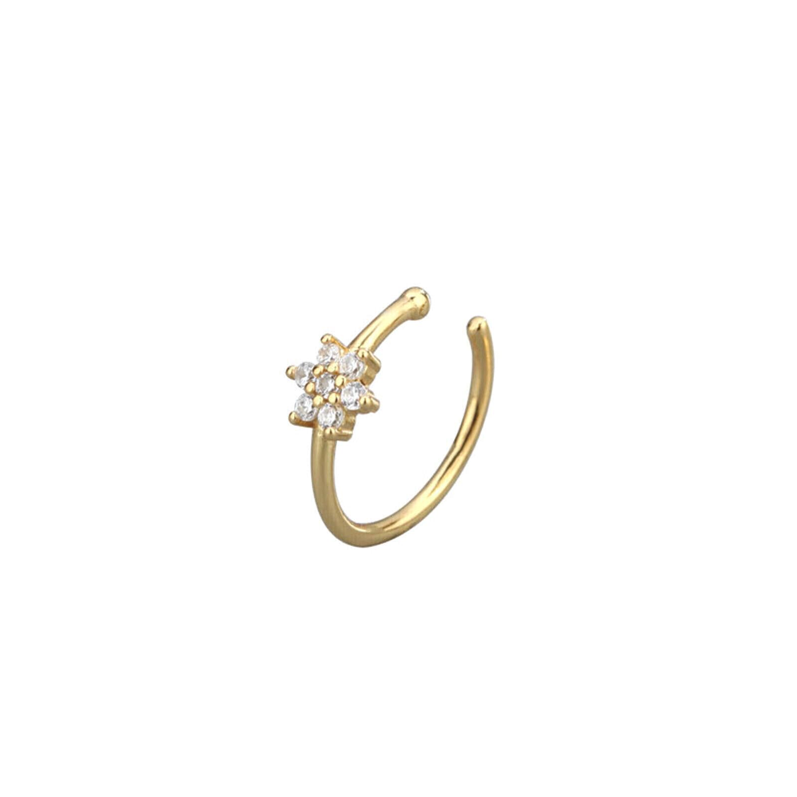 Floral CZ Cuff Hoop, goldfarben mit Blüten-CZ-Steinen