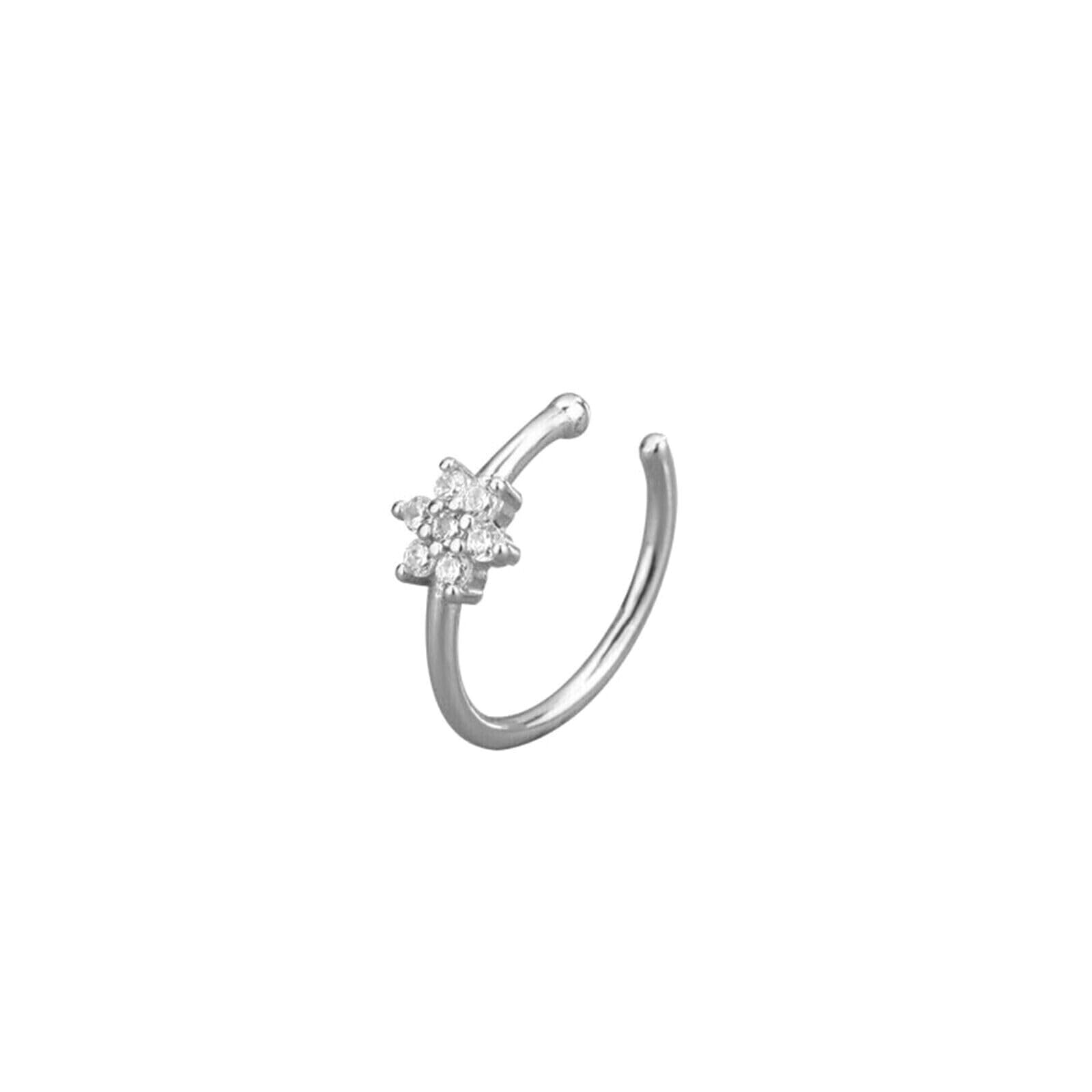 Floral CZ Cuff Hoop, silberfarben mit Blüten-CZ-Steinen