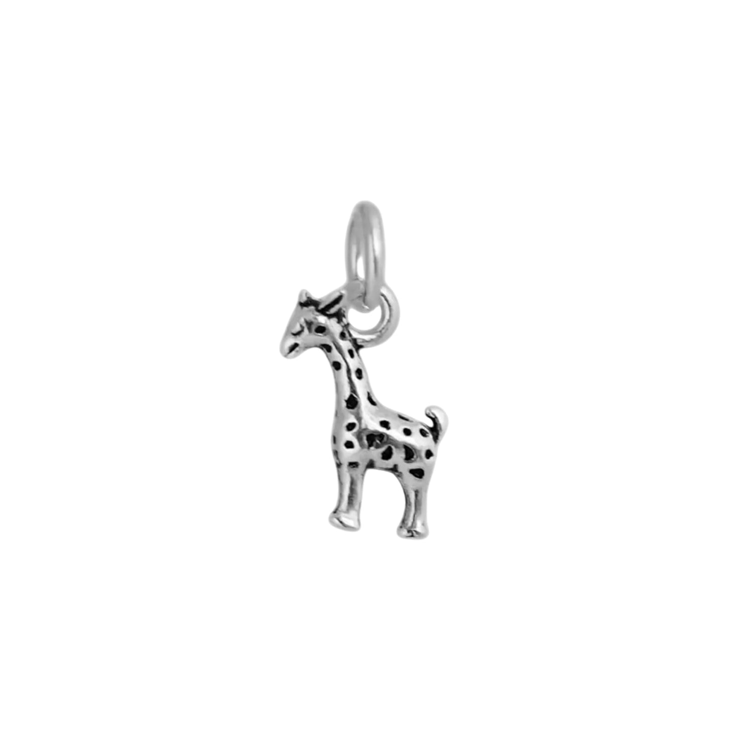 Sterling Silver Oxidised Mini 3D Baby Giraffe Deer Pendant Charm
