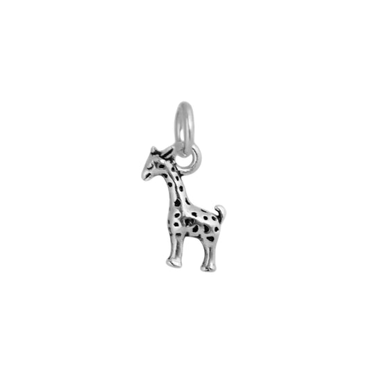 Sterling Silver Oxidised Mini 3D Baby Giraffe Deer Pendant Charm