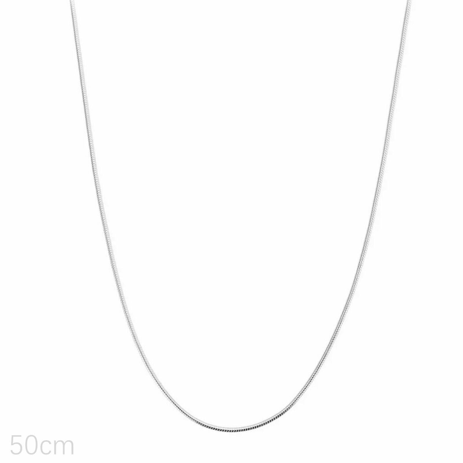 Sleek Rhodium Snake Chain, 50 cm length, slim silver-toned snake links
