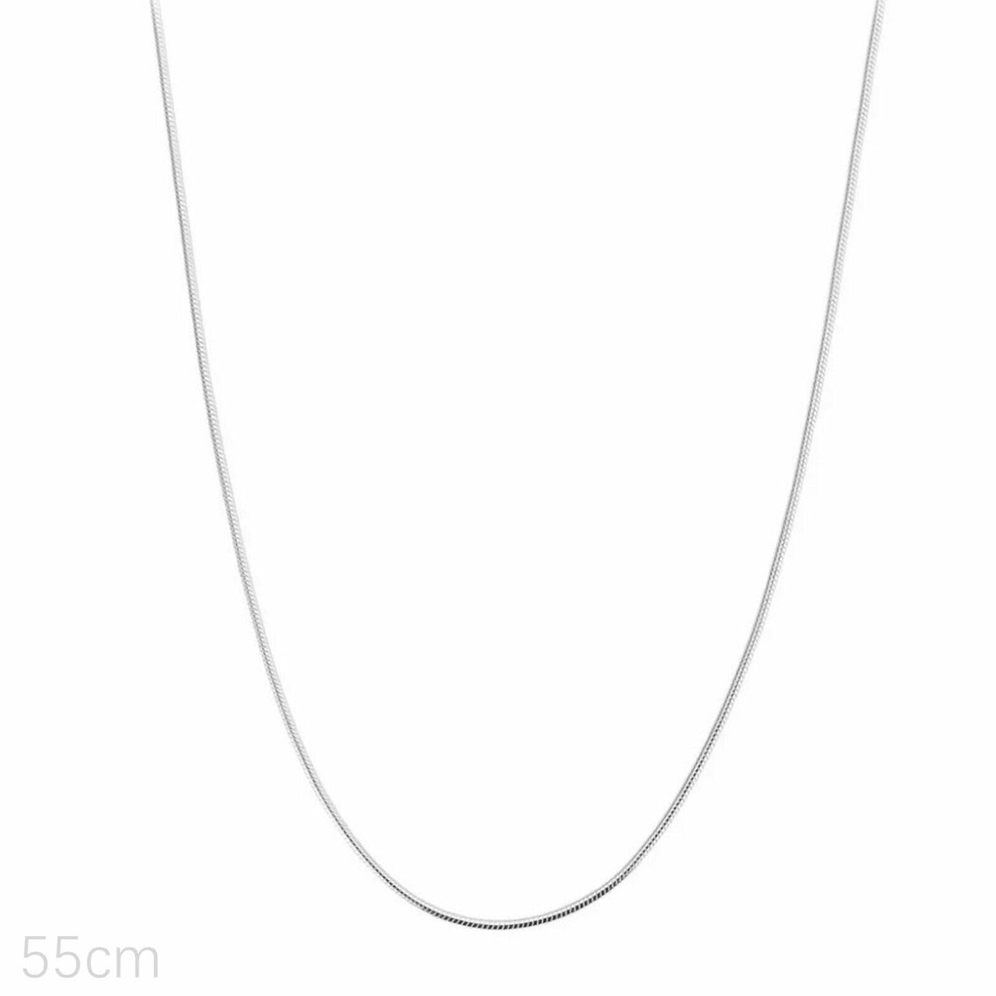 Sleek Rhodium Snake Chain, 55 cm length, close-set silver-toned links