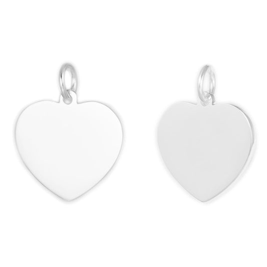Sterling Silver Plain Polished Love Heart Charm Pendant 22mm 5.3g