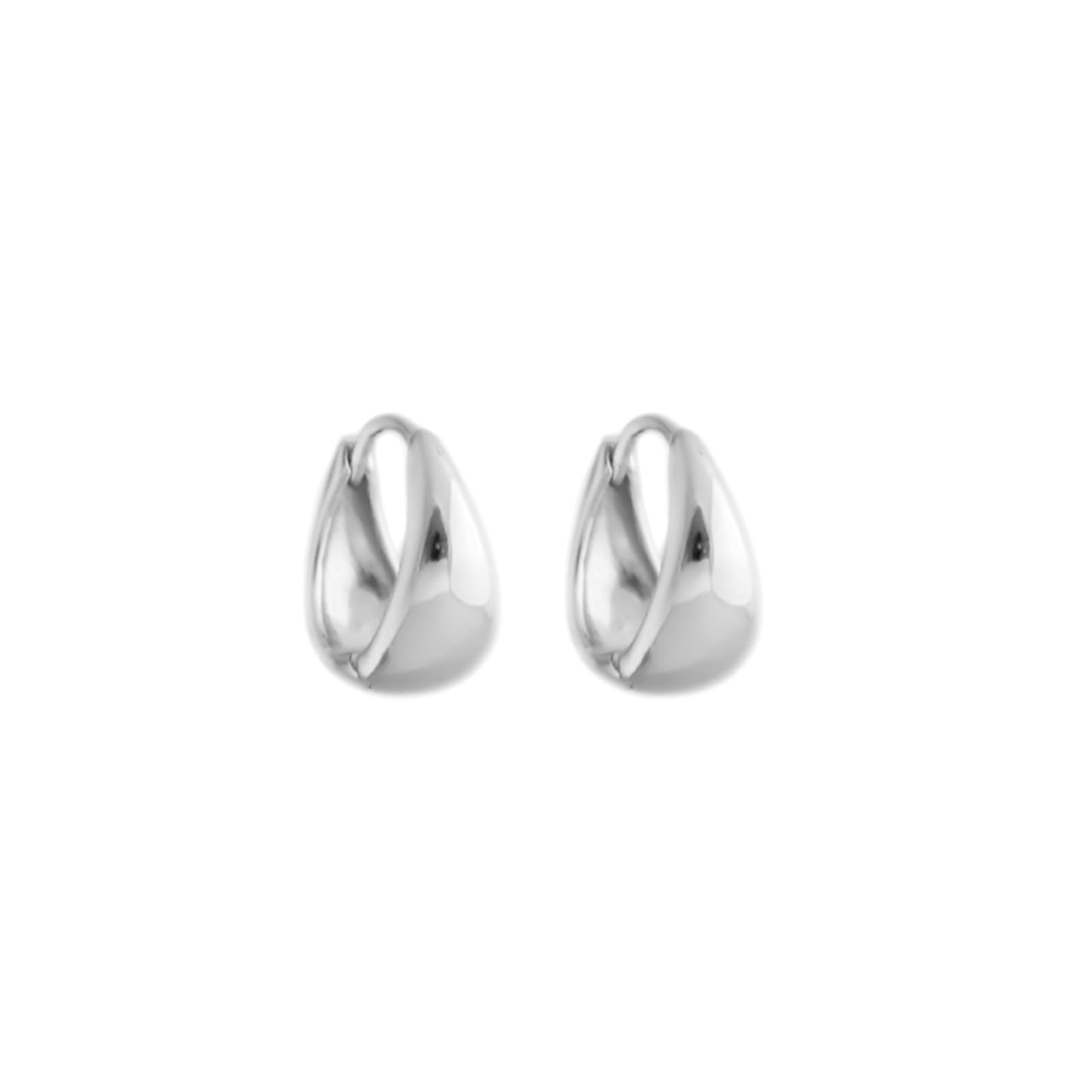 Sterling Silver Teardrop Waterdrop Huggie Hoop Earrings 8 - 9mm Inside