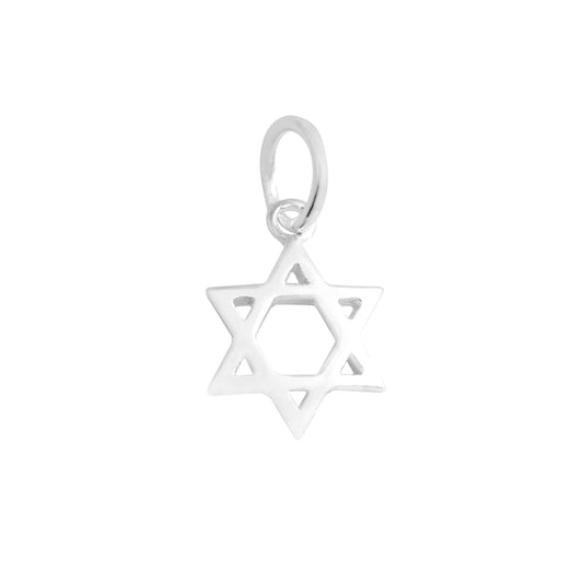 Sterling Silver 8mm Hollow Six Pointed Star Hex Star of David Charm Pendant