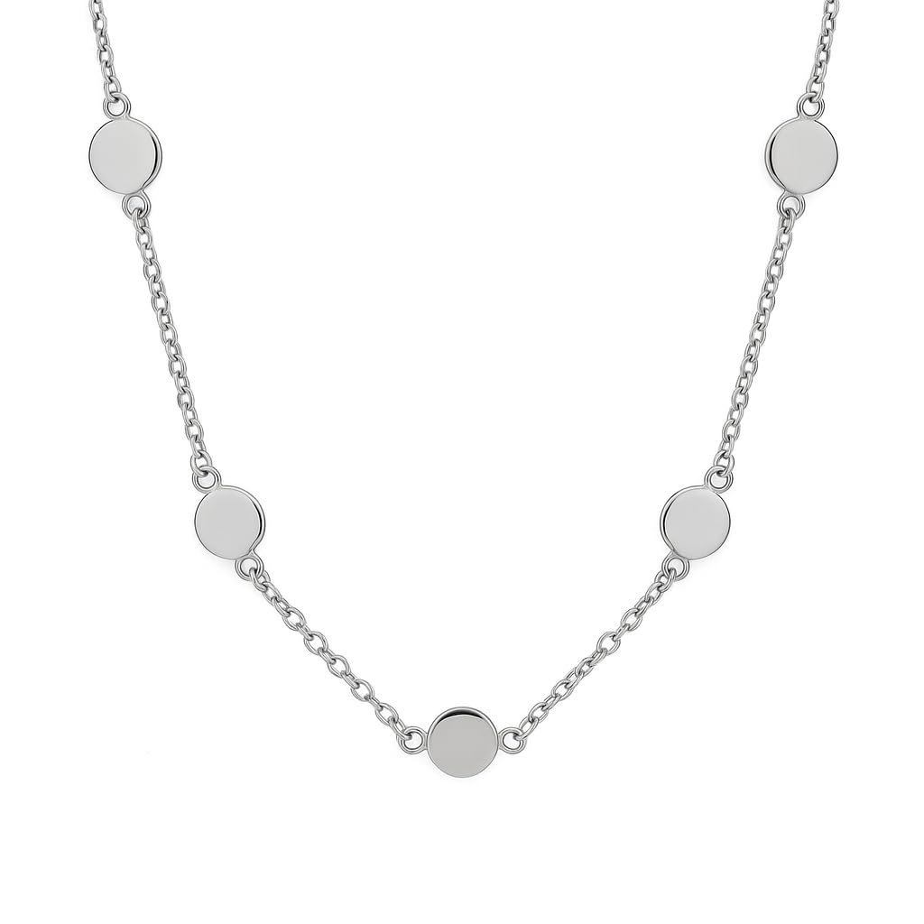 Multi-Disc choker necklace with round disc charms on silver-tone chain