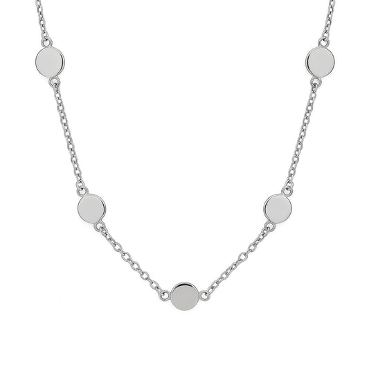 Rhodium on Sterling Silver 6mm Disc Multi Dots Connector Charms Choker Necklace