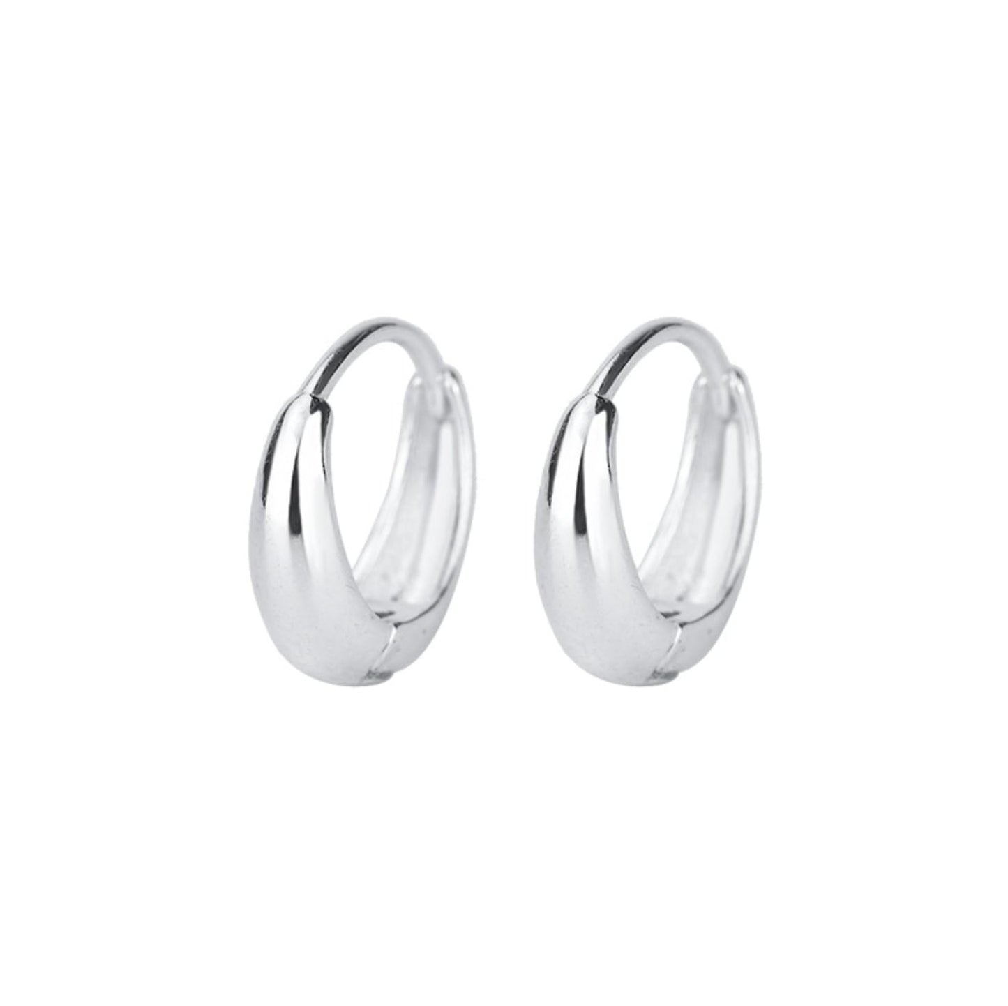 Sterling Silver Teardrop Waterdrop Huggie Hoop Earrings 8 - 9mm Inside