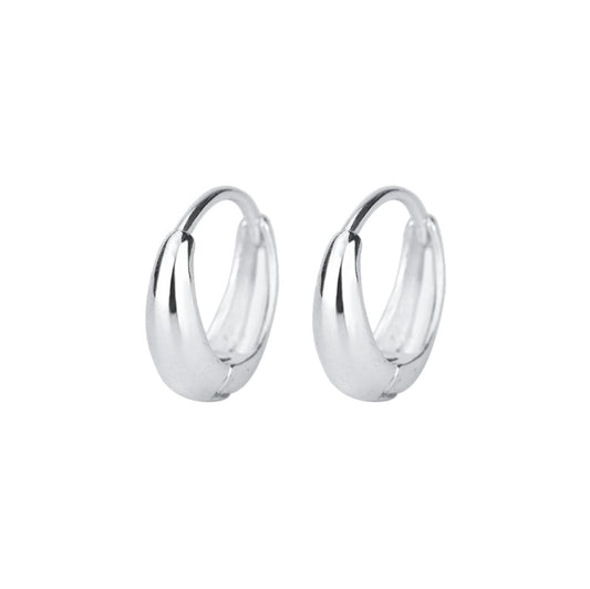 Sterling Silver Teardrop Waterdrop Huggie Hoop Earrings 8 - 9mm Inside