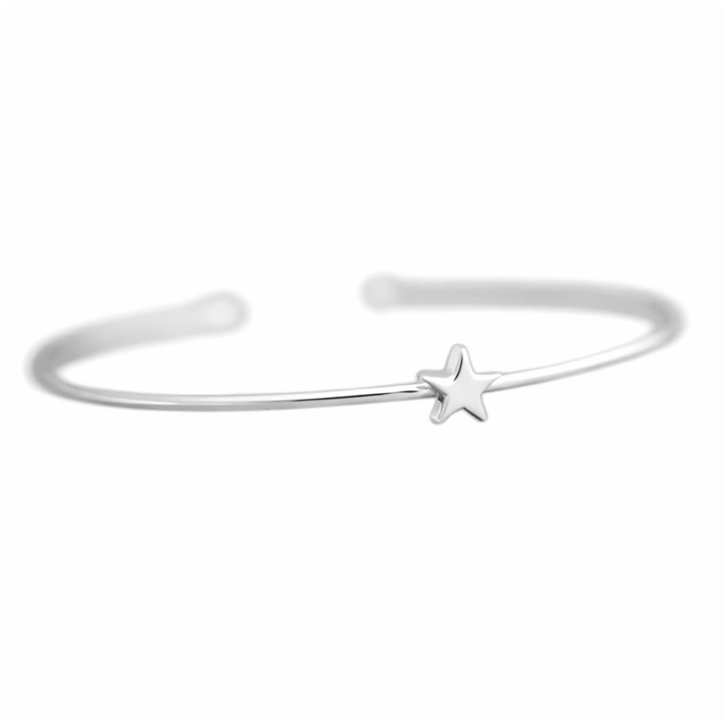 Star Bead Torque Bangle with silver-tone wire and star charm at center