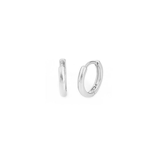 Sterling Silver 2mm Band Huggie Sleeper Hoop Earrings 8 - 14mm Hoop 3 Tones
