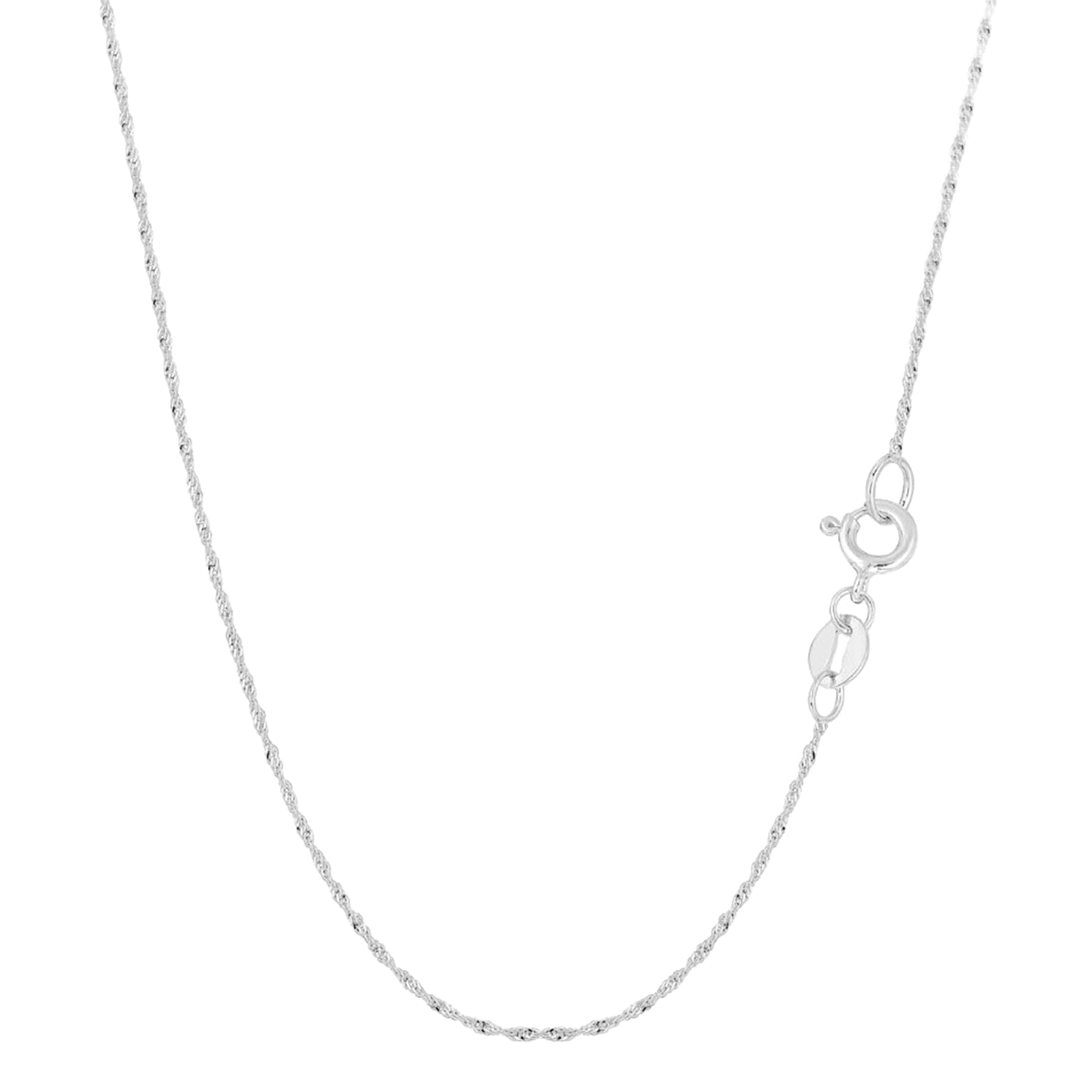 Rhodium twisted chain necklace with lobster-style clasp