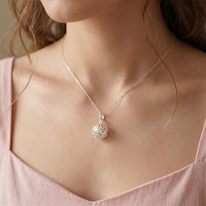 Sterling Silver 10mm Filigree 3D Love Heart Ball Charm Necklace Bracelet Pendant