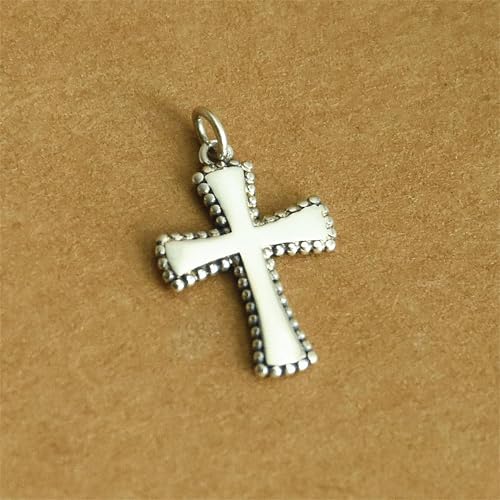 Sterling Silver 11mm Shiny Beaded Edge Charm Cross / Heart / Circle Pendant