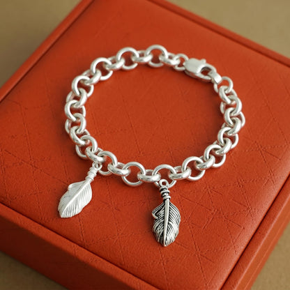 Sterling Silver Small Feather Angel Wing Charm Pendant For Necklace Bracelet Earrings (PS032_small_oxidized)