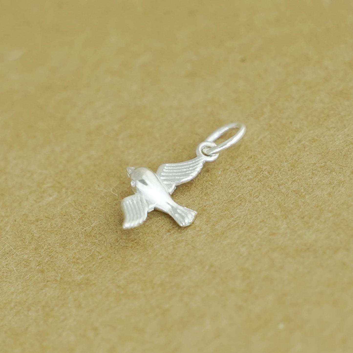 Sterling Silver Solid 3D Flying Bird Pendant Charm