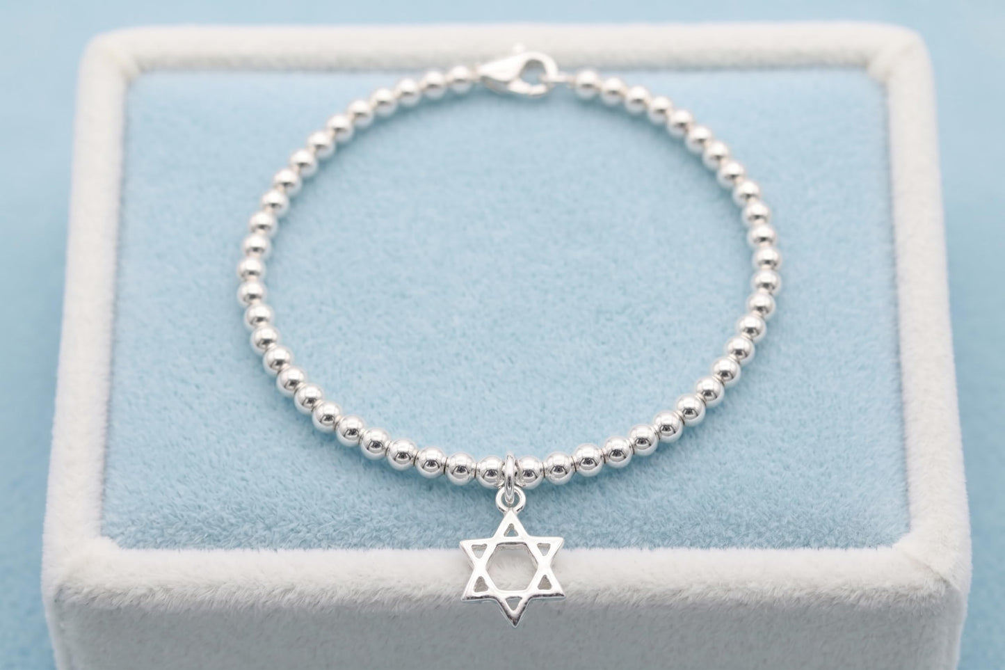 Sterling Silver 8mm Hollow Six Pointed Star Hex Star of David Charm Pendant