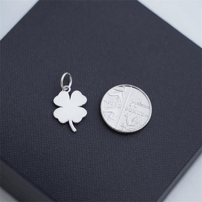 Sterling Silver Lucky Four Leaf Clover Pendant Charm For Necklace Bracelet