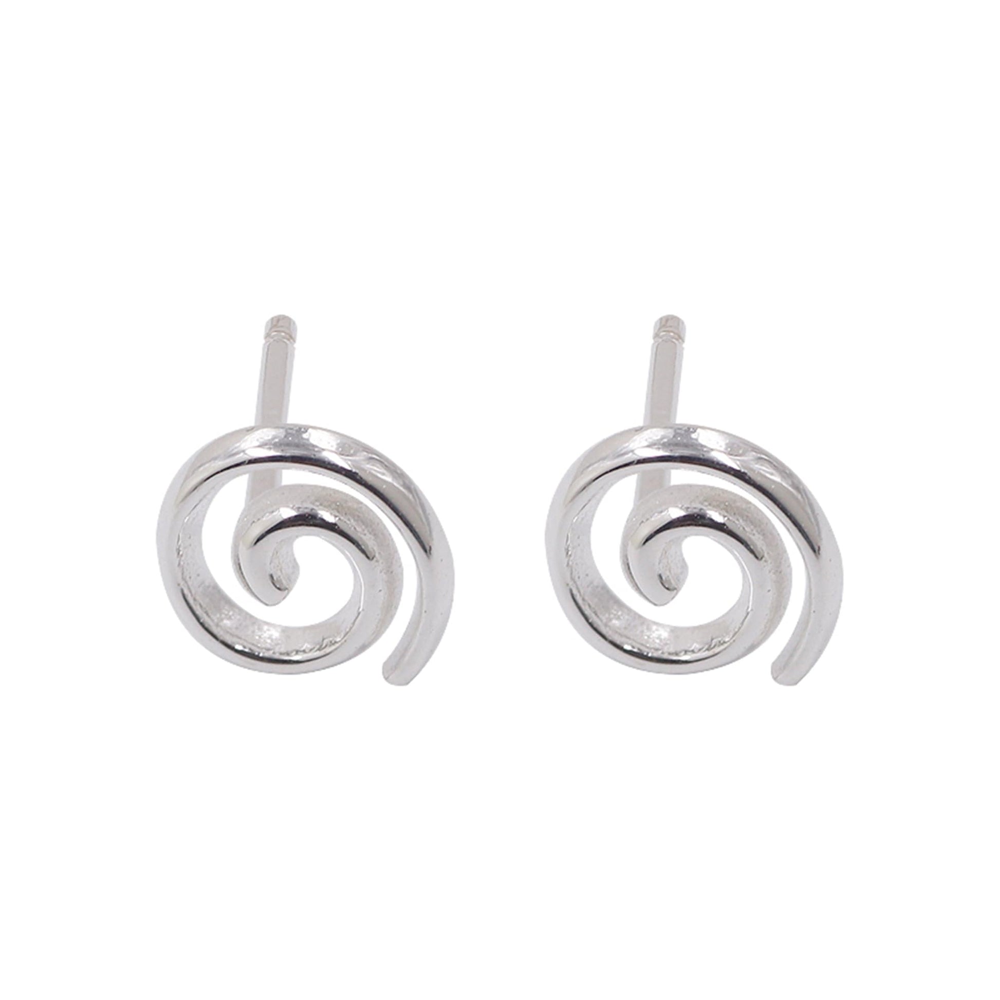 Spiral Swirl Studs earrings with rounded spiral swirl design on metal posts