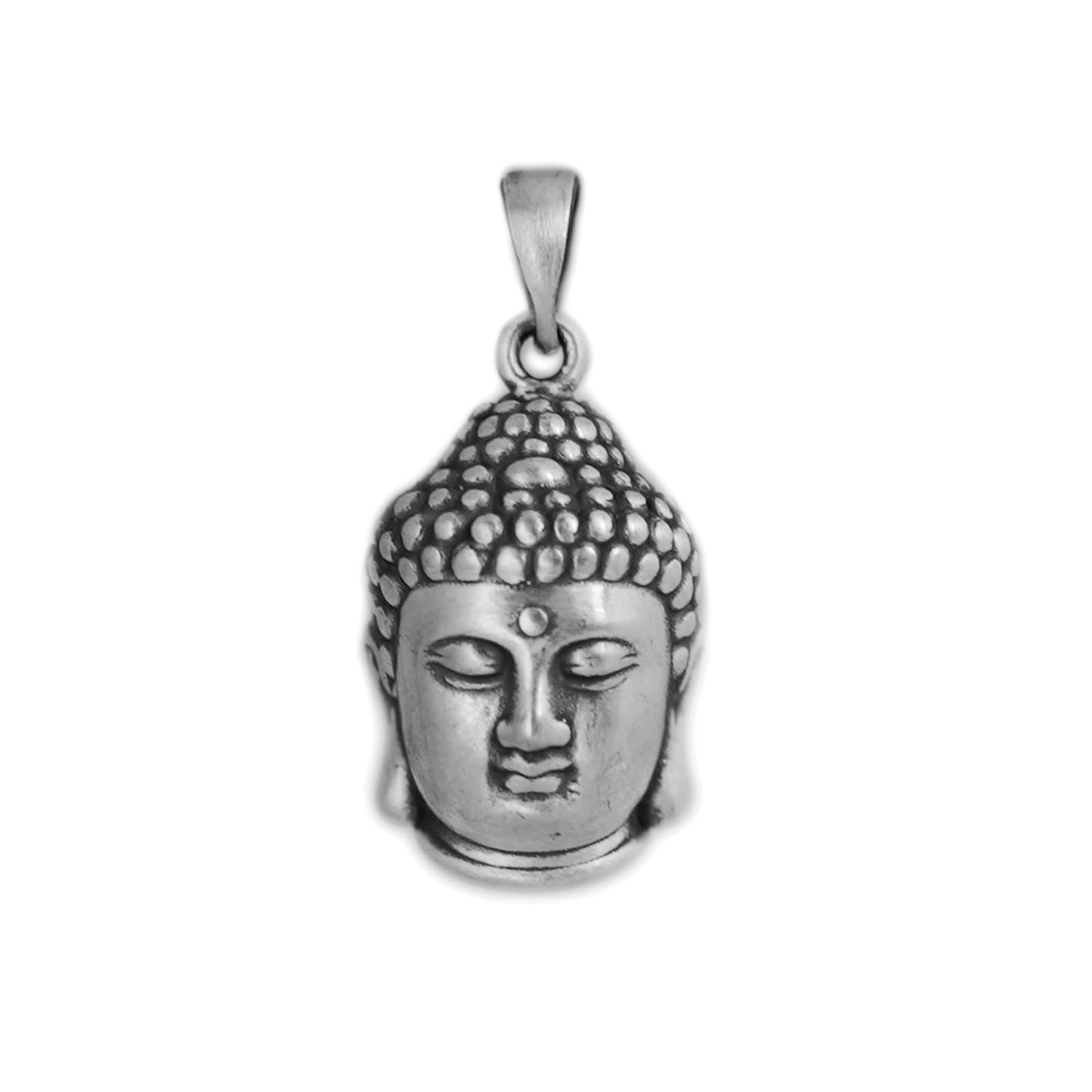 Fine Silver Oxidised 999 Matte Hollow 3D Buddha Head Pendant