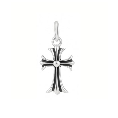 Sterling Silver Fleur De Lis Cross Charm Pendant 10*15mm 7*7mm 2 Tones Unisex