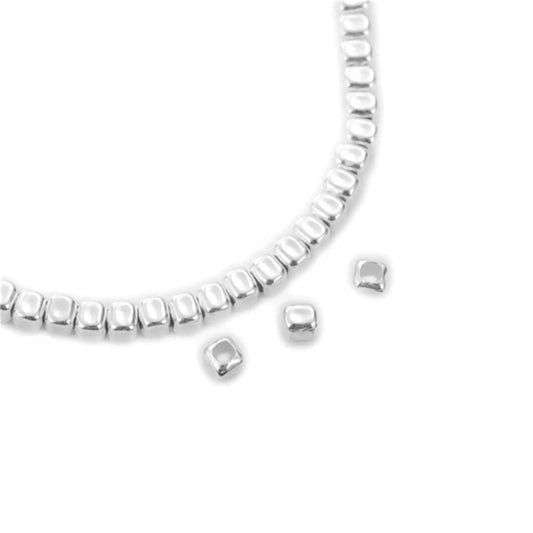 Sterling Silver 3mm Cube Spacer Beads 2mm Hole for DIY Bracelet Necklace - 5 Pcs