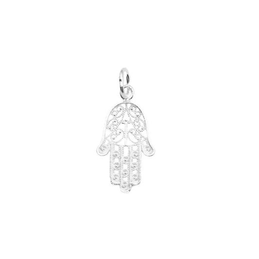Sterling Silver Hamsa Hand of Fatima Necklace Bracelet Charm Pendant