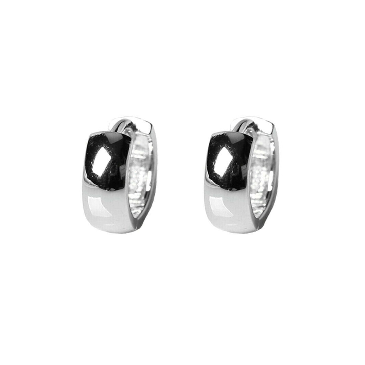 Sterling Silver 3mm Band Huggie Sleeper Hoop Earrings 6mm 8mm 10mm Unisex