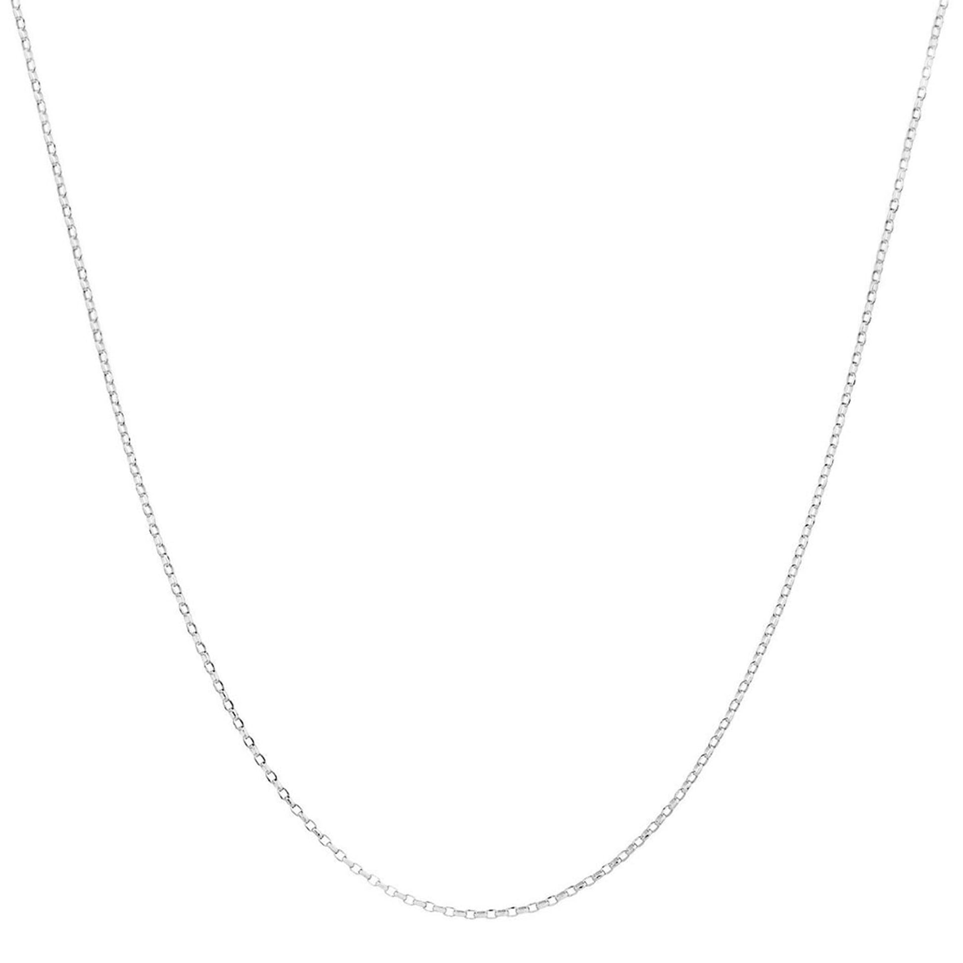 Rhodium curb chain necklace with fine round links, no pendant visible