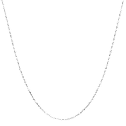 Rhodium curb chain necklace with fine round links, no pendant visible